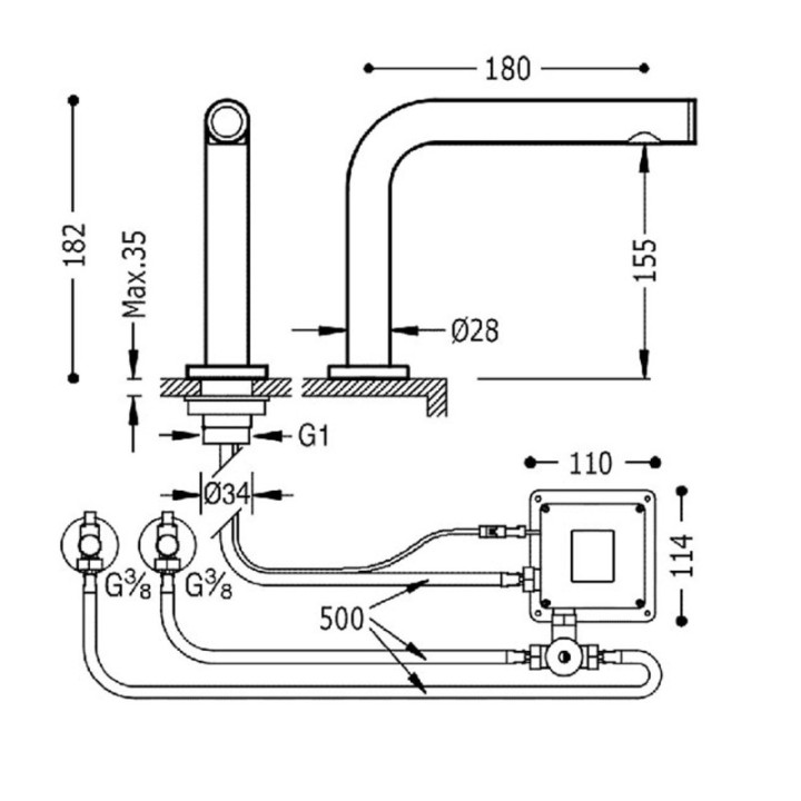 Bateria elektroniczna umywalkowa TRES MAX chrom 06144801