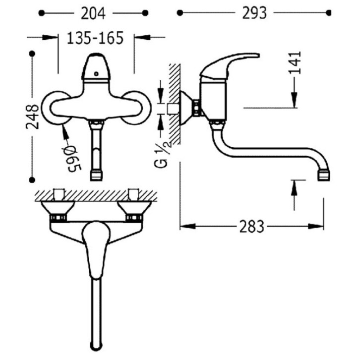 Bateria kuchenna ścienna TRES COCINA EXCLUSIVE chrom 172317