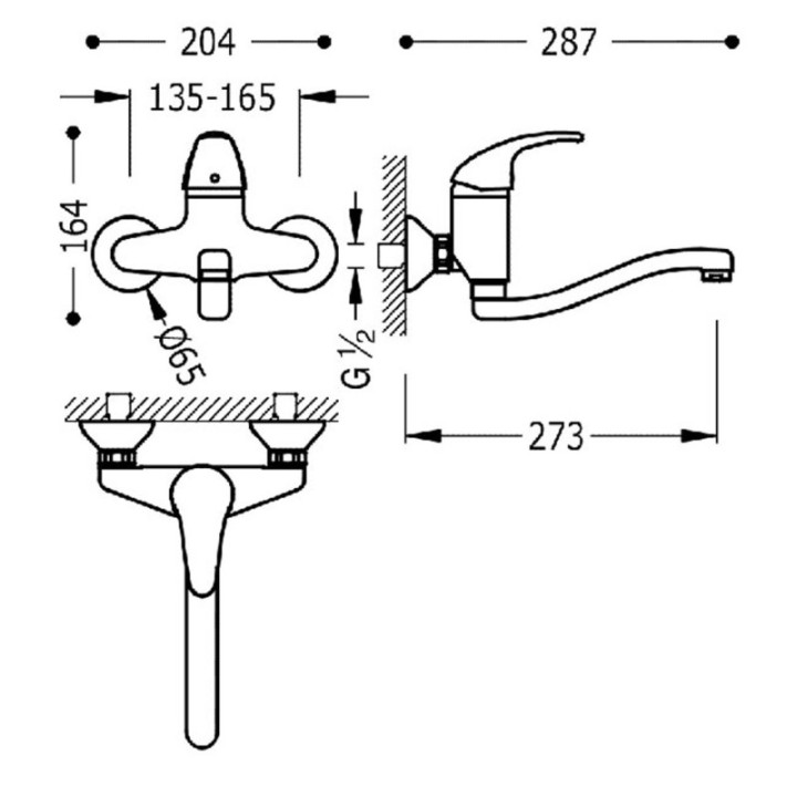 Bateria kuchenna ścienna TRES COCINA EXCLUSIVE chrom 172318