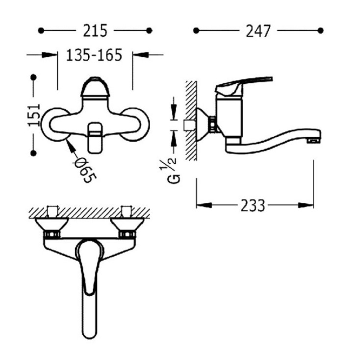 Bateria kuchenna ścienna TRES COCINA EXCLUSIVE chrom 17041802