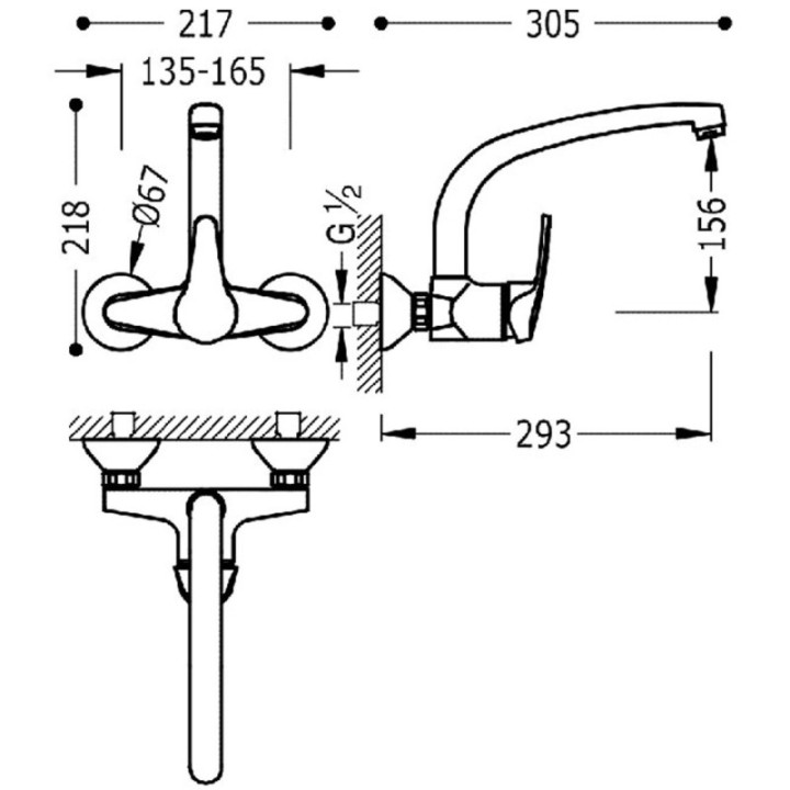Bateria kuchenna ścienna TRES COCINA EXCLUSIVE chrom 17033202