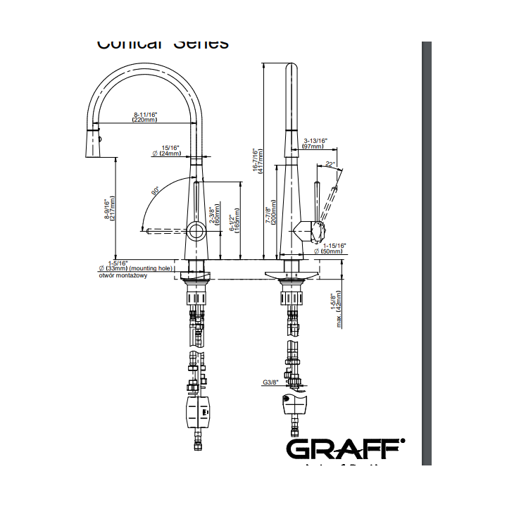 Bateria kuchenna Graff Conical chrom E-4881-LM52-PC
