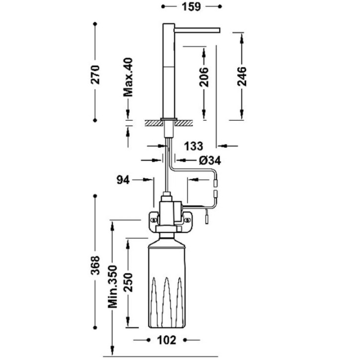 Wysoki elektroniczny dozownik mydła do łazienki i kuchni TRES ELECTRONIC chrom 39274102