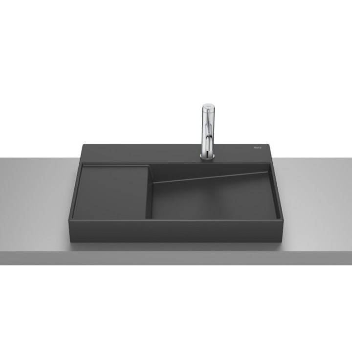 Umywalka nablatowa 60x42x8 cm ROCA HORIZON z otw. czarny mat A32727408B