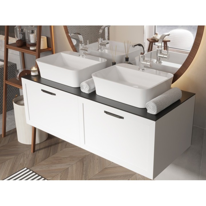 Umywalka nablatowa BESCO ASSOS S-LINE 40x50x15 cm czarny mat UMMC-AP-NB