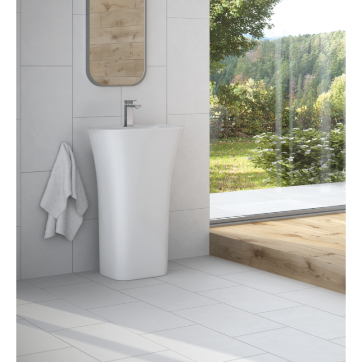 Umywalka wolnostojąca 50x40x85 cm BESCO ASSOS S-LINE bez otw. czarny mat UMMC-AP-WO