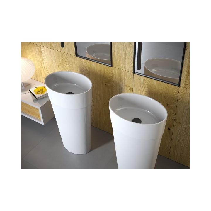 Umywalka wolnostojąca 32x46x84 cm korek chrom BESCO UNIQA biała mat UMMB-U-WO