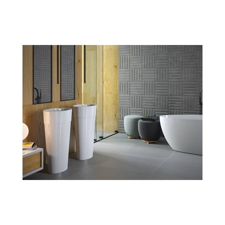 Umywalka wolnostojąca 32x46x84 cm korek chrom BESCO UNIQA czarny mat UMMC-U-WO
