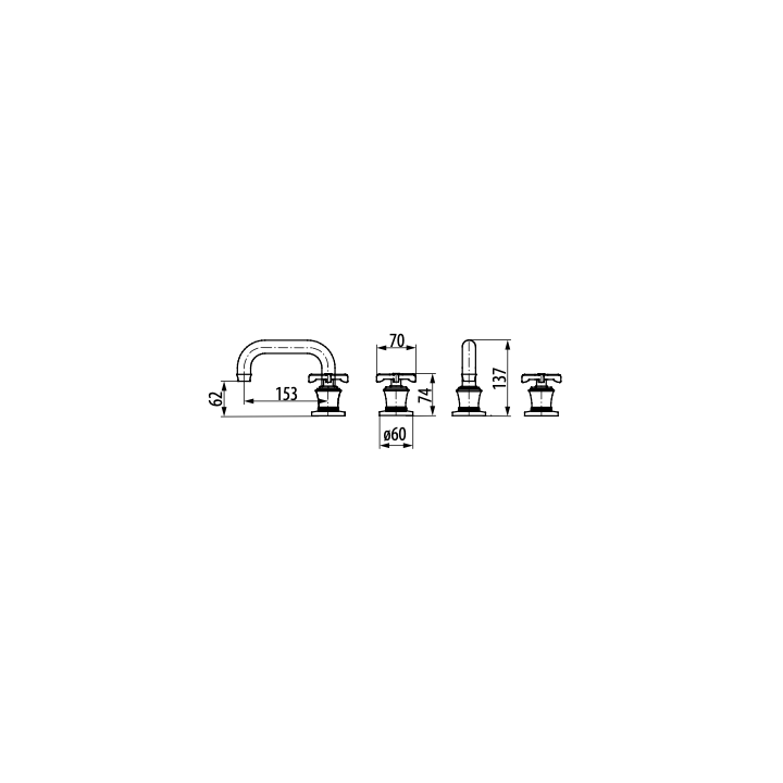 Bateria umywalkowa trzyotworowa GRAFF VIGNOLA chrom E-11610-R4-C20B-PC