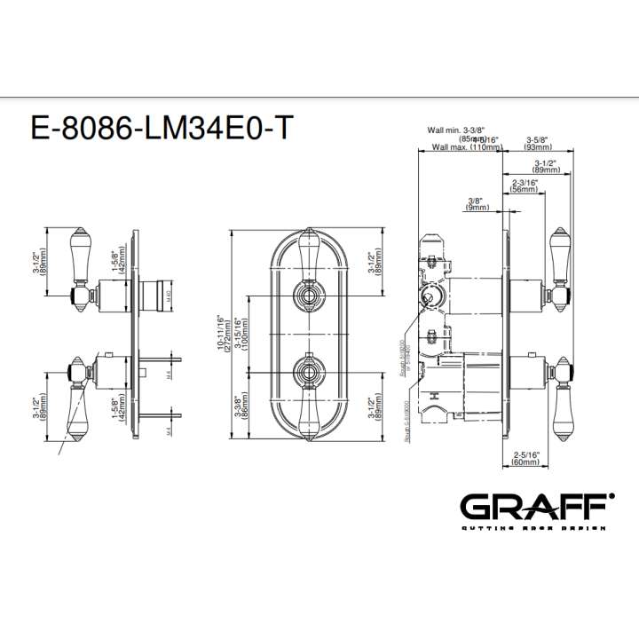 Bateria natryskowa Graff Adley podtynkowa chrom E-8086-LM34E0-CP