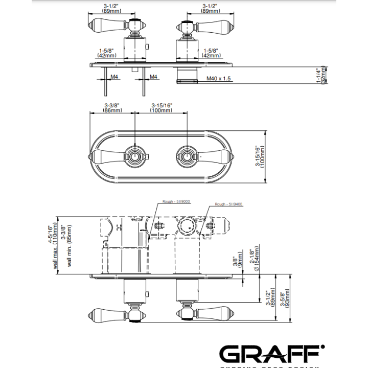 Bateria natryskowa Graff Adley podtynkowa chrom E-8086H-LM34E0-CP