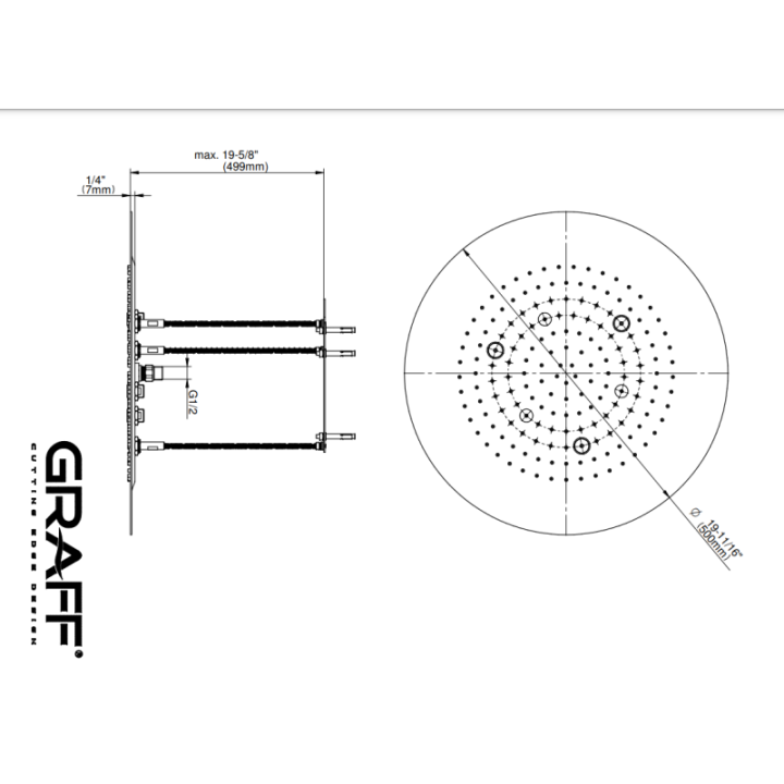 Deszczownica Graff Aqua- Sense 500 mm stal polerowana E-8230-PS
