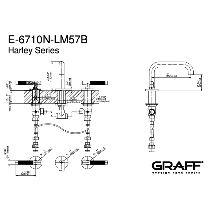 Bateria umywalkowa 3-otworowa GRAFF HARLEY chrom E-6710N-LM57B-PC