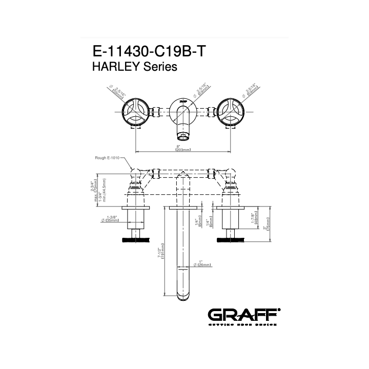 Bateria umywalkowa ścienna z wylewką 19,1 cm GRAFF HARLEY chrom E-11430-C19B-PC-T