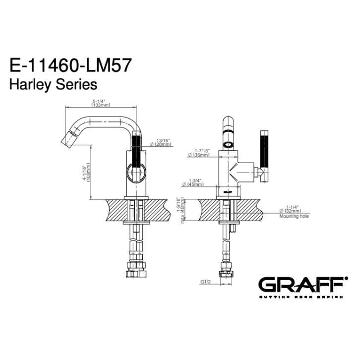 Bateria bidetowa progresywna GRAFF HARLEY chrom E-11460-LM57-PC