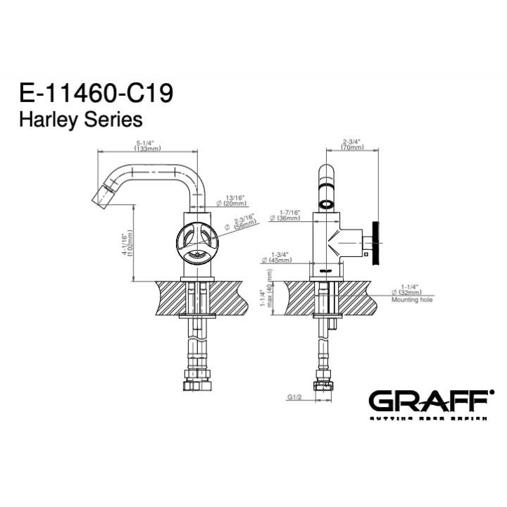 Bateria bidetowa progresywna GRAFF HARLEY chrom E-11460-C19-PC