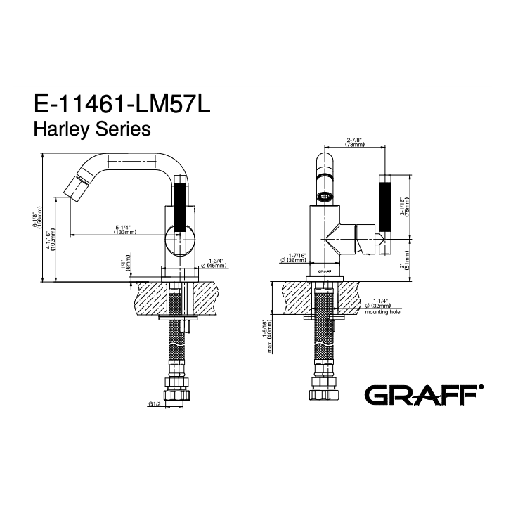 Bateria bidetowa GRAFF HARLEY chrom E-11461-LM57L-PC
