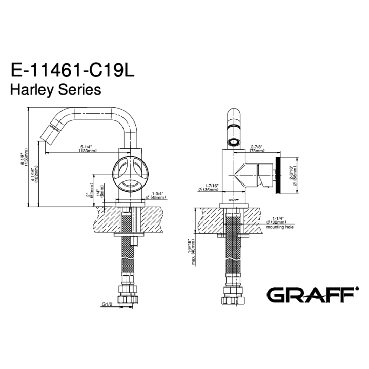 Bateria bidetowa GRAFF HARLEY chrom E-11461-C19L-PC