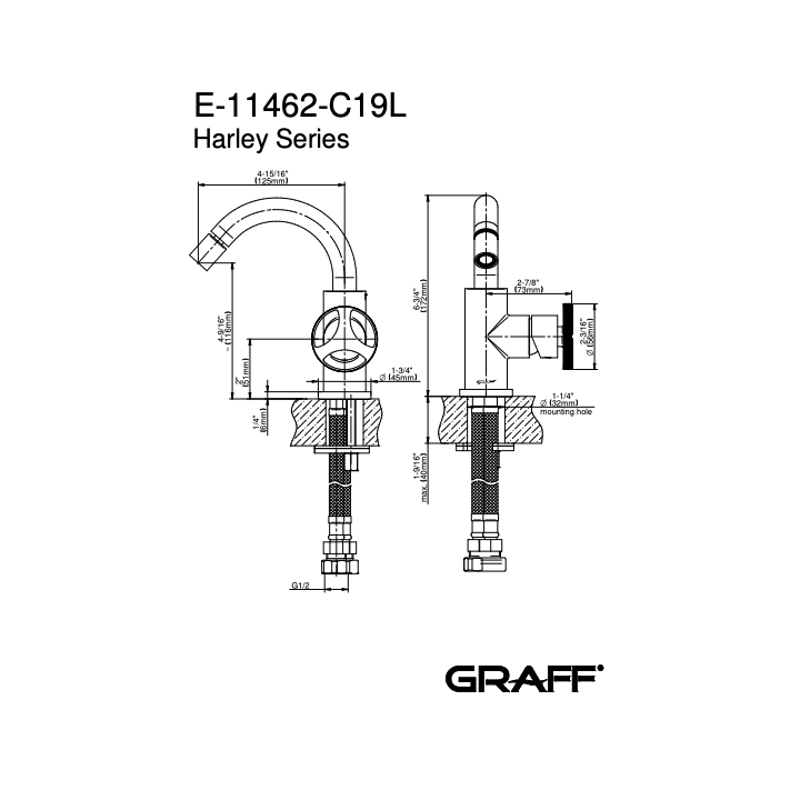 Bateria bidetowa GRAFF HARLEY chrom E-11462-LM57L-PC