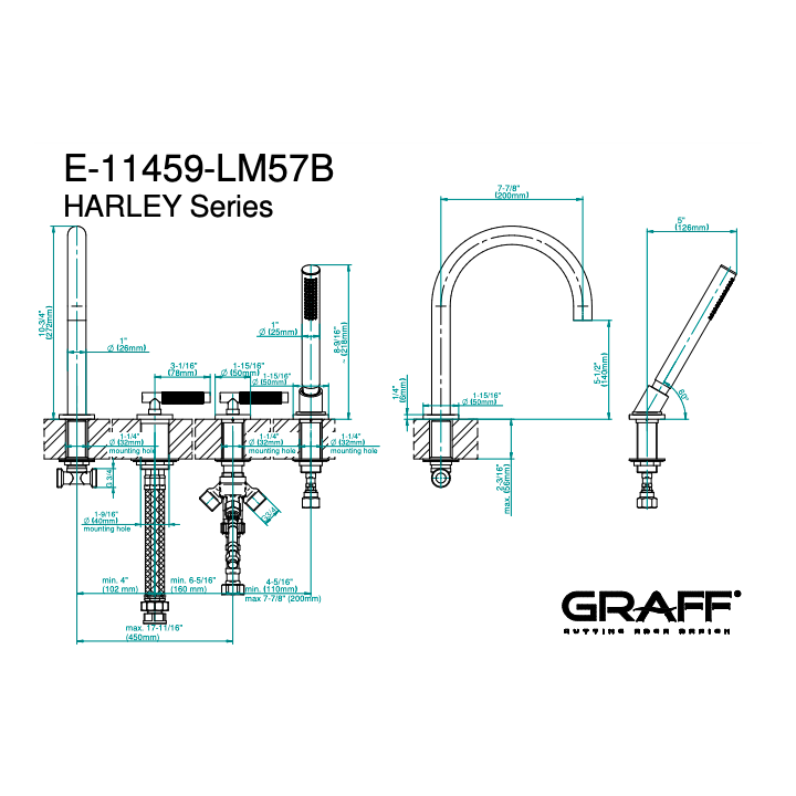 Bateria wannowa progresywna GRAFF HARLEY chrom E-11469-LM57B-PC