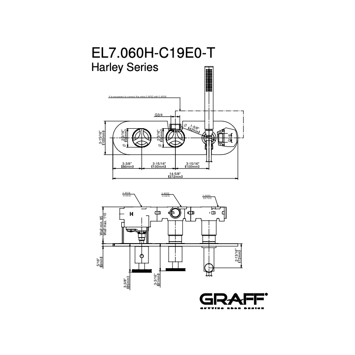 Bateria natryskowa termostatyczna GRAFF HARLEY chrom EL7.090H-C19E0-PC-T