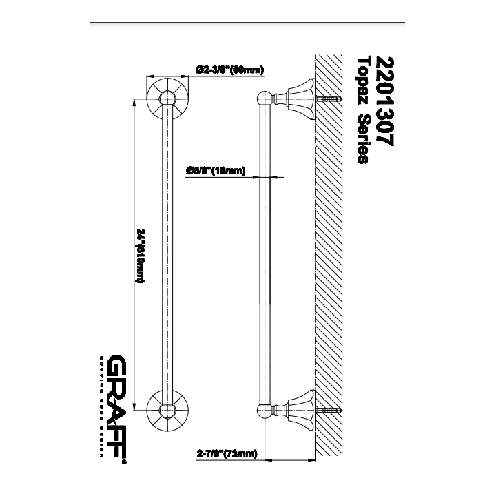 Wieszak na ręcznik Graff Topaz 61 cm chrom E-9064-PC