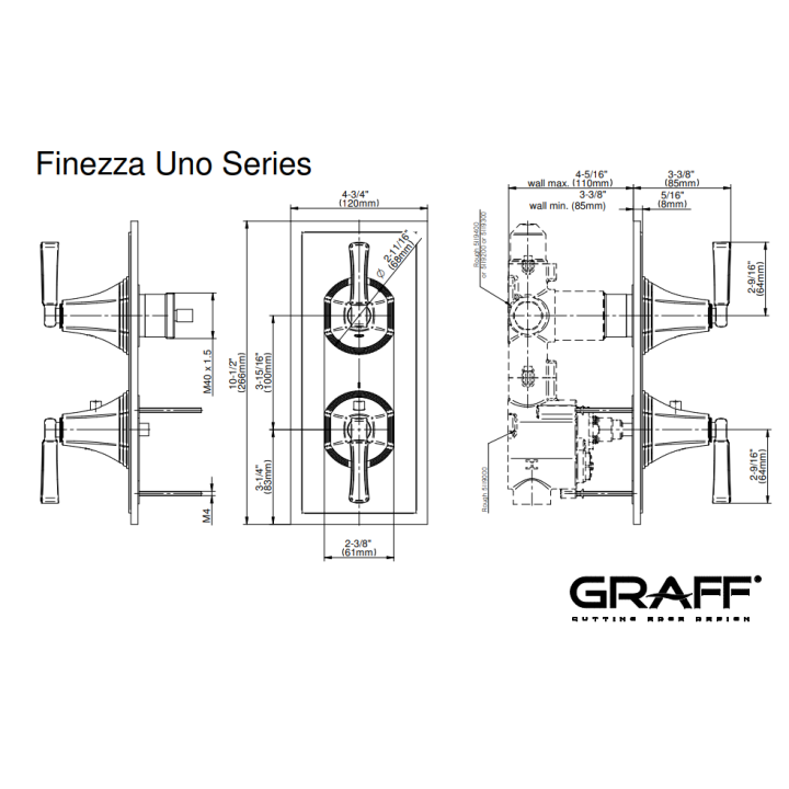 Bateria natryskowa Graff Finezza Uno podtynkowa 2- drożna chrom E-8049-LM47E0-PC