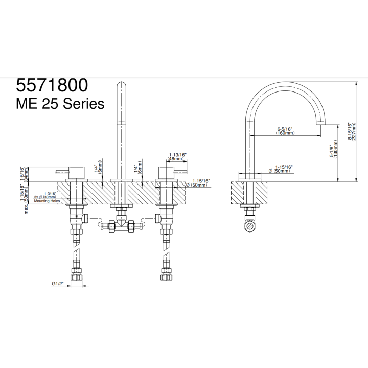 Bateria umywalkowa Graff M.E/M.E.25 3- otworowa chrom E-6111N-LM41B-PC