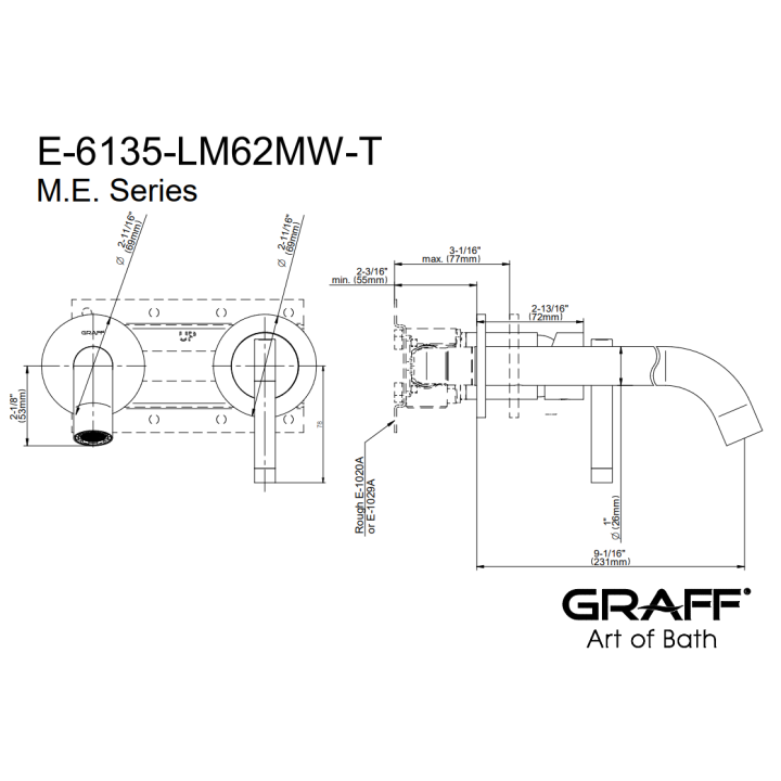 Bateria umywalkowa Graff M.E/M.E.25 ścienna wylewka 23,2 cm chrom E-6136-LM62MW-PC-T