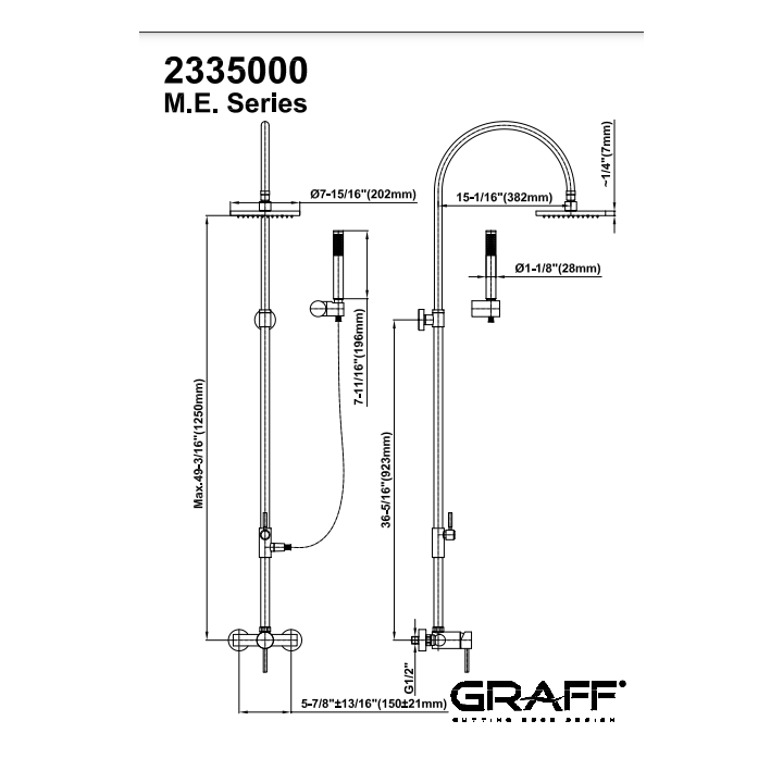 Zestaw natryskowy Graff M.E/M.E.25 chrom E-6170-LM3F-PC