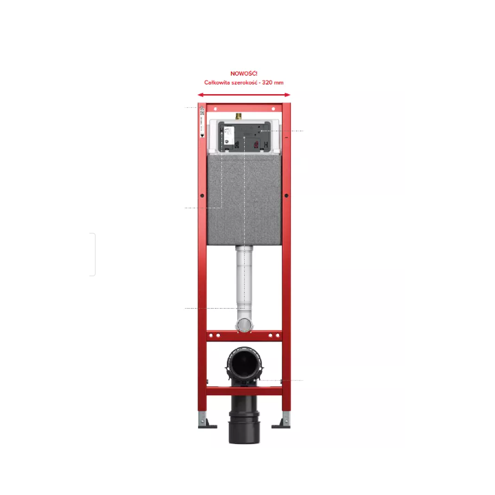 Stelaż do WC podtynkowy TECEbase uruchamianie z przodu 2/4l 320 x 1120 x 135 mm 9400440