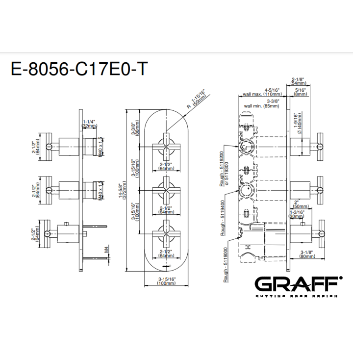 Bateria natryskowa Graff M.E/M.E.25 podtynkowa 3- drożna chrom E-8056-C17E0-PC