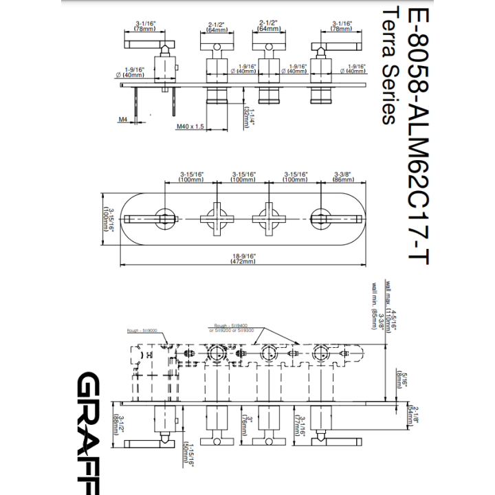 Bateria natryskowa Graff M.E/M.E.25 podtynkowa 4- drożna chrom E-8058-ALM62C17-PC