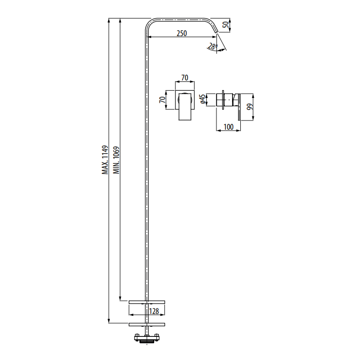 Bateria umywalkowa Graff Immersion wolnostojąca chrom E-2315-LM31W-PC