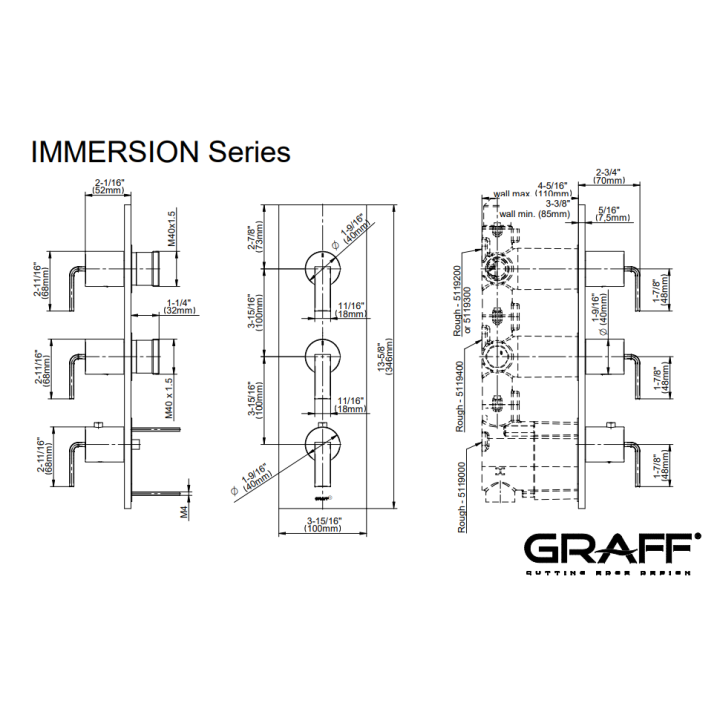 Bateria natryskowa Graff Immersion podtynkowa 3- drożna chrom E-8057-LM40E0-PC