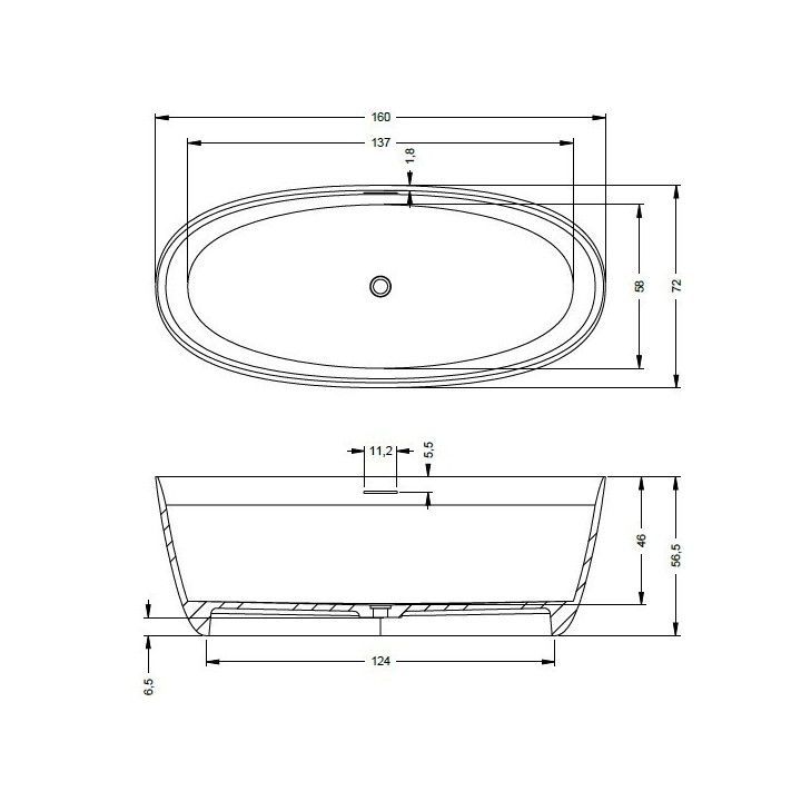 Wanna wolnostojąca 160x72 cm RIHO LIMITED OVAL biała B129001105