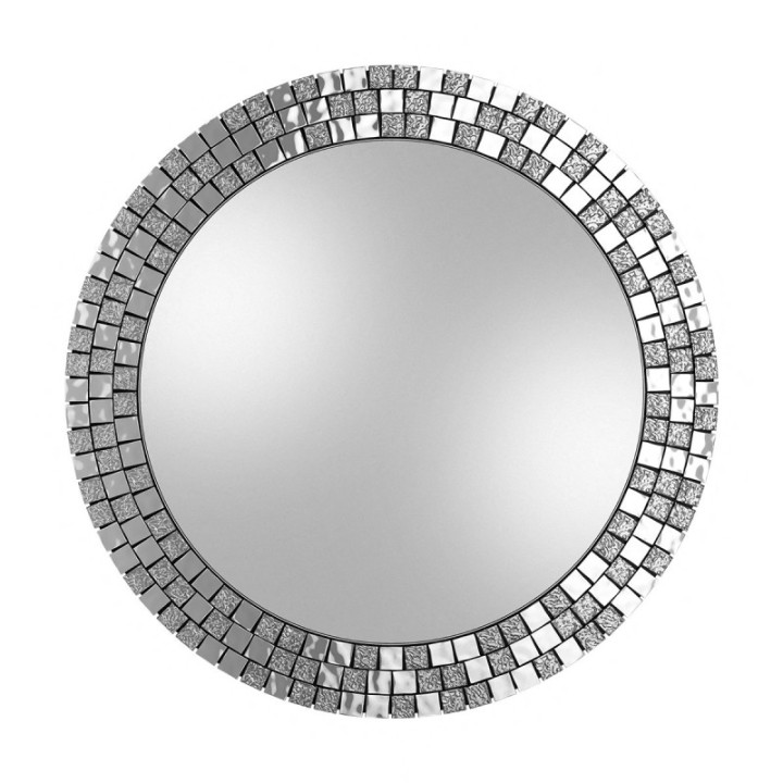 OKRĄGŁE LUSTRO AUREA W SREBRNEJ RAMIE 60cm GieraDesign AUR/SV/60