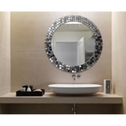 OKRĄGŁE LUSTRO AUREA W SREBRNEJ RAMIE 80cm GieraDesign AUR/SV/80
