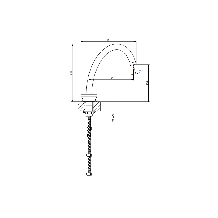Bateria umywalkowa trzyotworowa 24,3 cm GESSI ORIGINI chrom 66014031