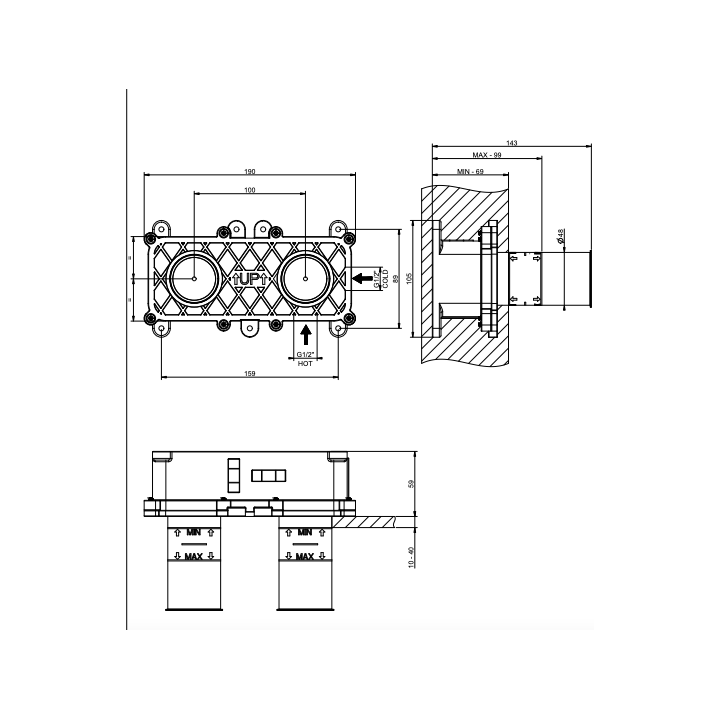 Element podtynkowy do baterii GESSI ORIGINI stal szczotkowana 54198239