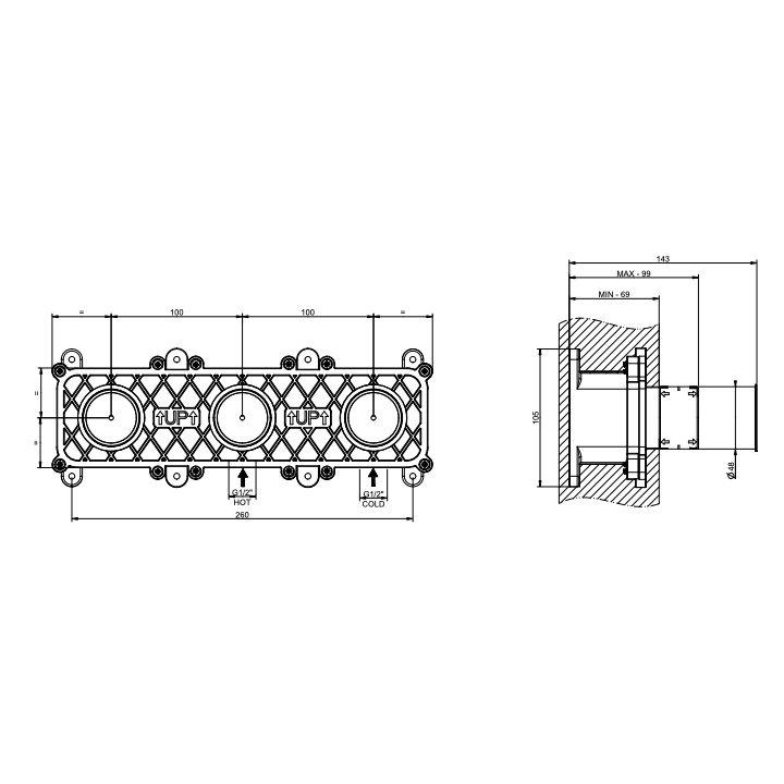 Element podtynkowy do baterii trzyotworowej GESSI ORIGINI chrom 66236031