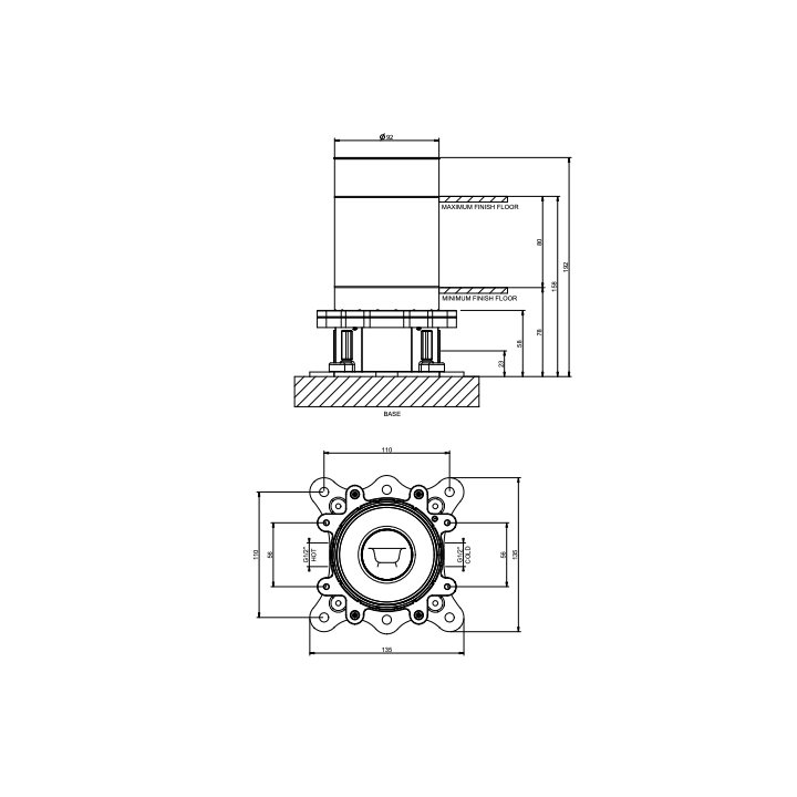 Element zabudowy wolnostojącej baterii GESSI ORIGINI chrom 46189031
