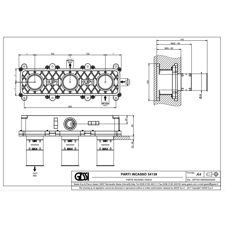 Element podtynkowy baterii GESSI ORIGINI stal szczotkowana 54139239