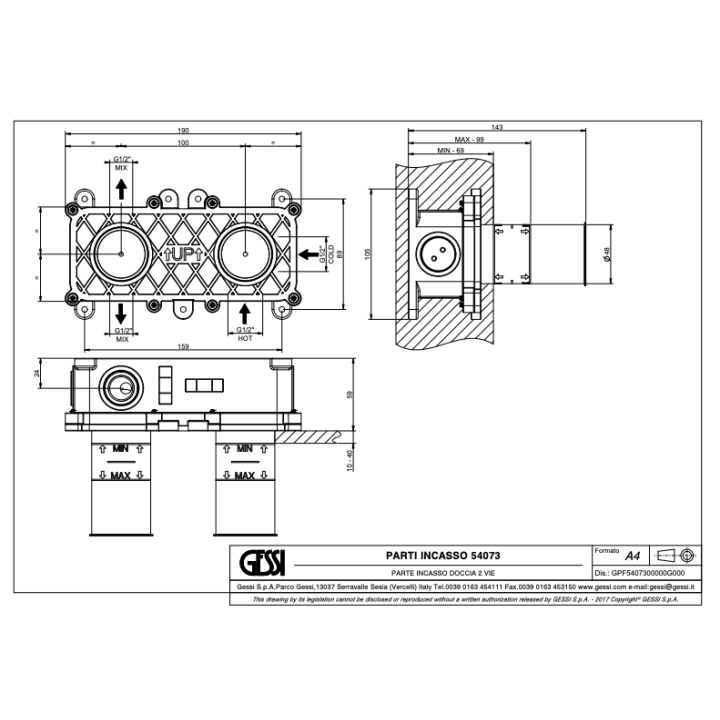 Element podtynkowy do baterii prysznicowej GESSI ORIGINI stal szczotkowana 54073239