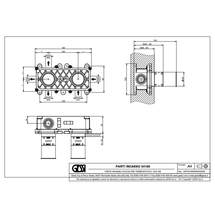 Element podtynkowy do baterii GESSI ORIGINI stal szczotkowana 54169239