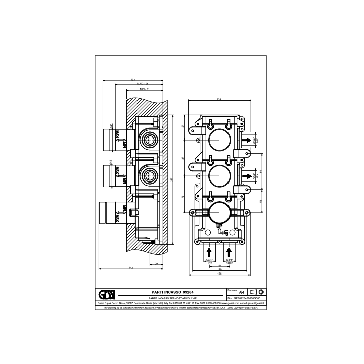 Element podtynkowy do baterii termostatycznej GESSI ORIGINI chrom 09264031