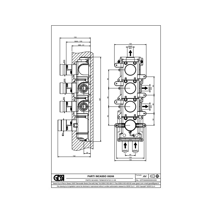 Element podtynkowy do baterii termostatycznej GESSI ORIGINI chrom 09266031