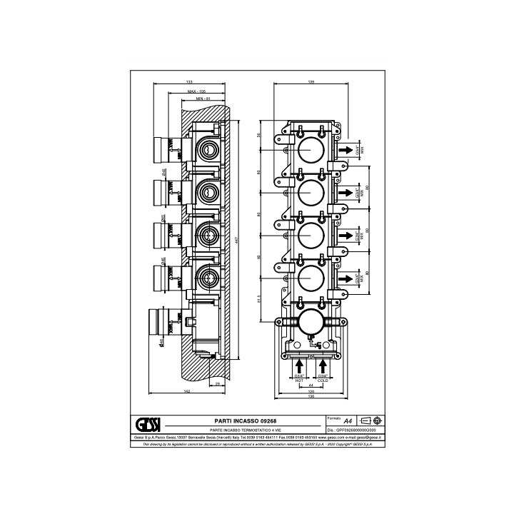 Element podtynkowy do baterii termostatycznej GESSI ORIGINI chrom 09268031