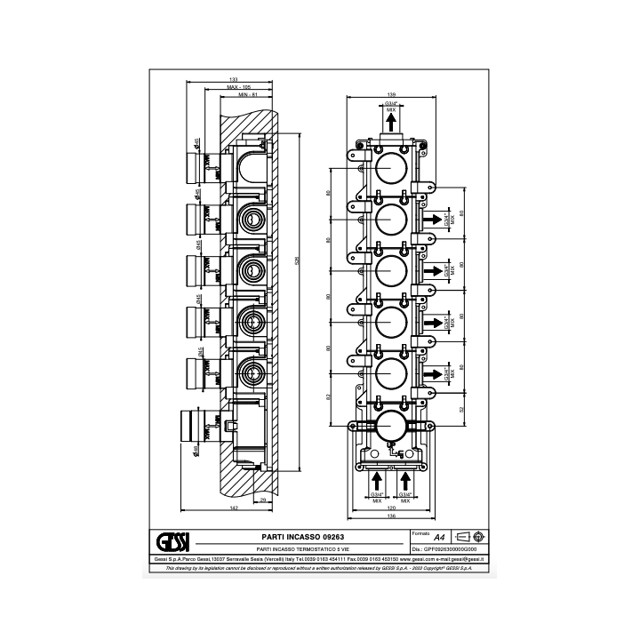 Element podtynkowy do baterii termostatycznej GESSI ORIGINI chrom 09263031