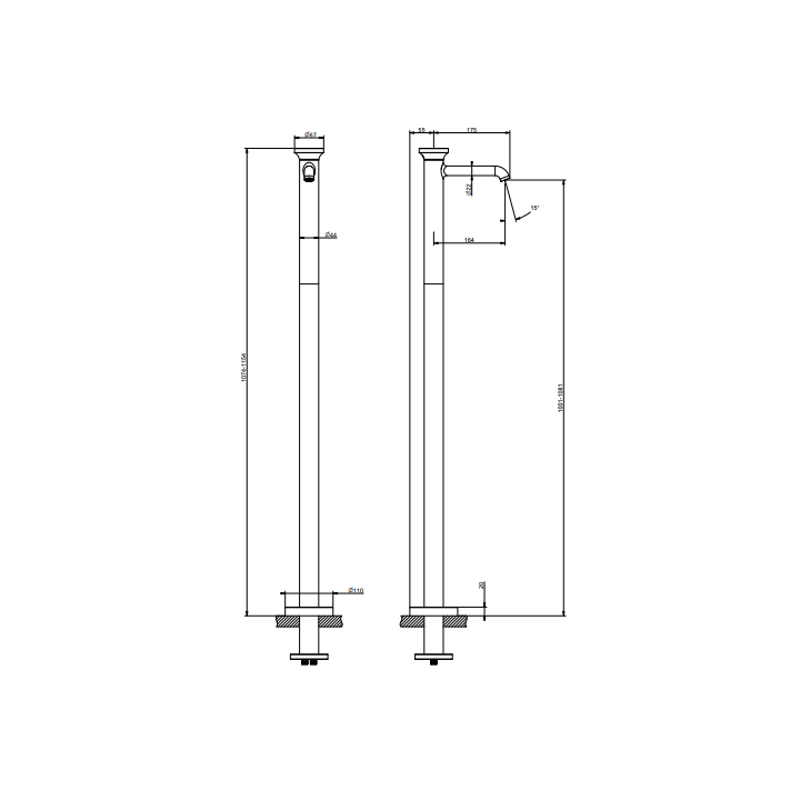 Bateria umywalkowa wolnostojąca GESSI ORIGINI chrom 66095031